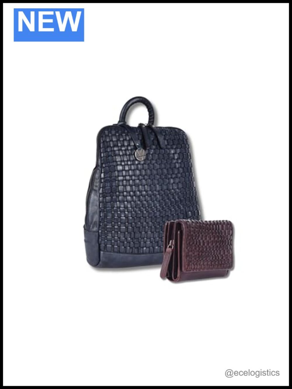 Genuine Leather Backpack with Wallet Set, Laptop Daypack, Travel Work School